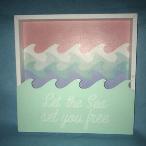 “Let the sea set you free” shadow box wall hanging made of wood NEW 10 X 10 X 1